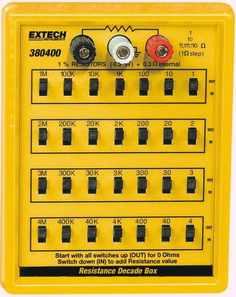 EXTECH INSTRUMENTS 380400 DECADE RESISTANCE BOX, 1 TO 11111110 OHM