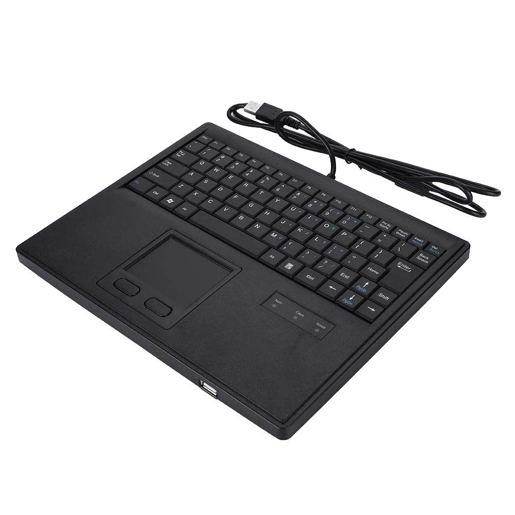 USB Wired Keyboard US English Layout w/ Touchpad Accs Black for PC Computer