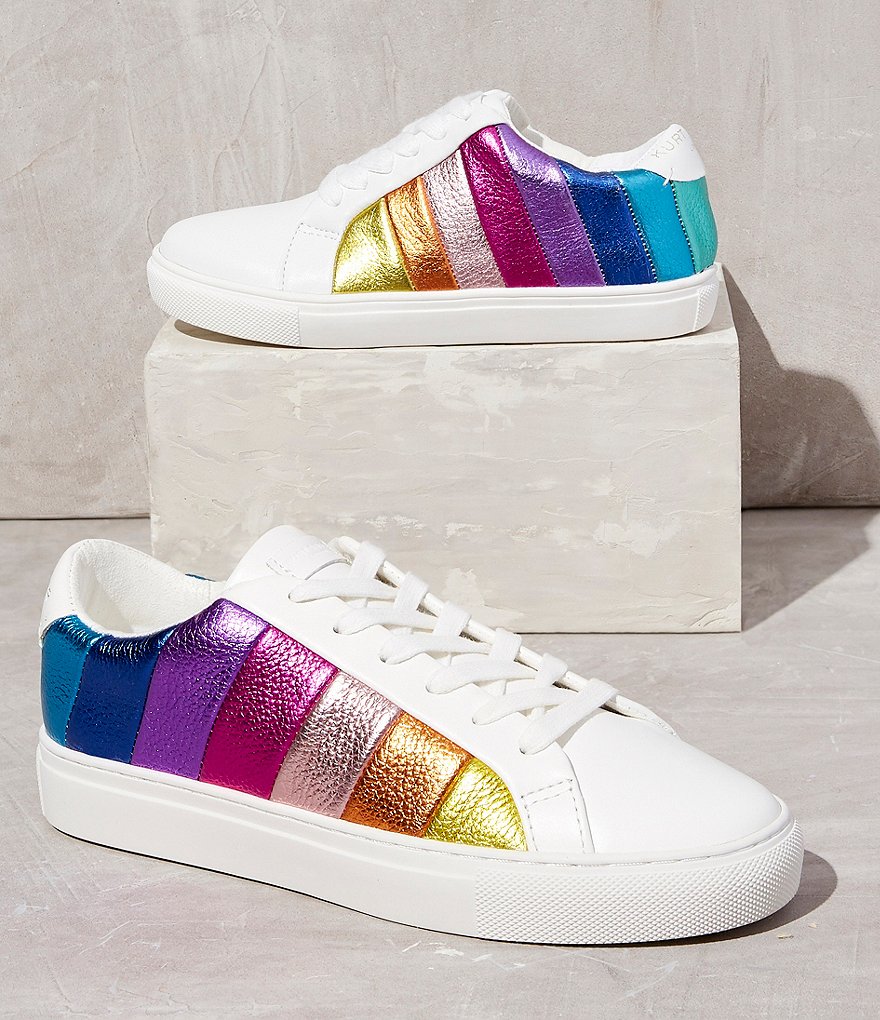 Kurt Geiger London Girls' Mini Lane Rainbow Stripe Sneakers (Toddler)