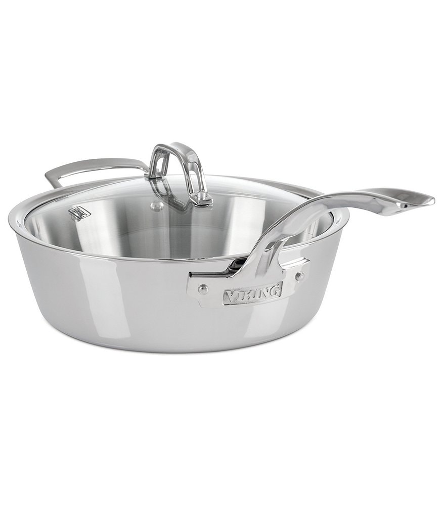 Viking Contemporary 3-Ply Stainless Steel 3.6 Quart Saute Pan with Lid