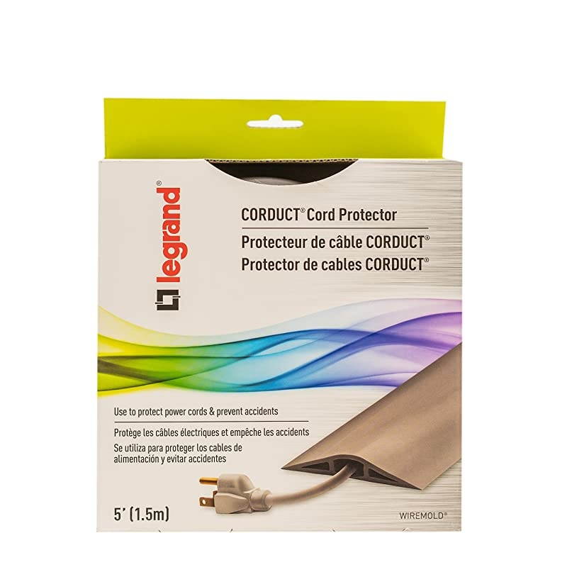 Floor Cord Management Kit Corduct Cord Protector Wire Organizer and Hider Rubber Cable Cover and Concealer Brown 5 Feet CDB5