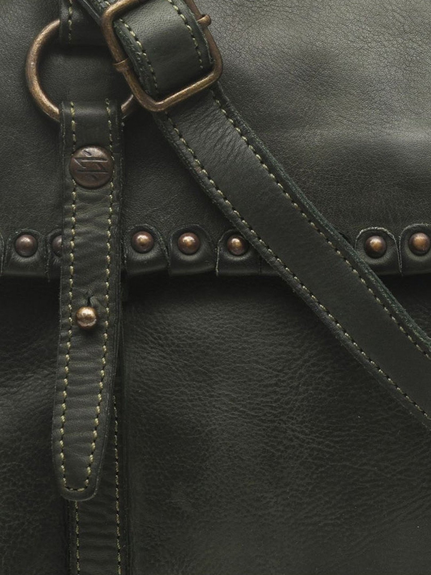 KOMPANERO Amara Green Leather Rivets Messenger Bag