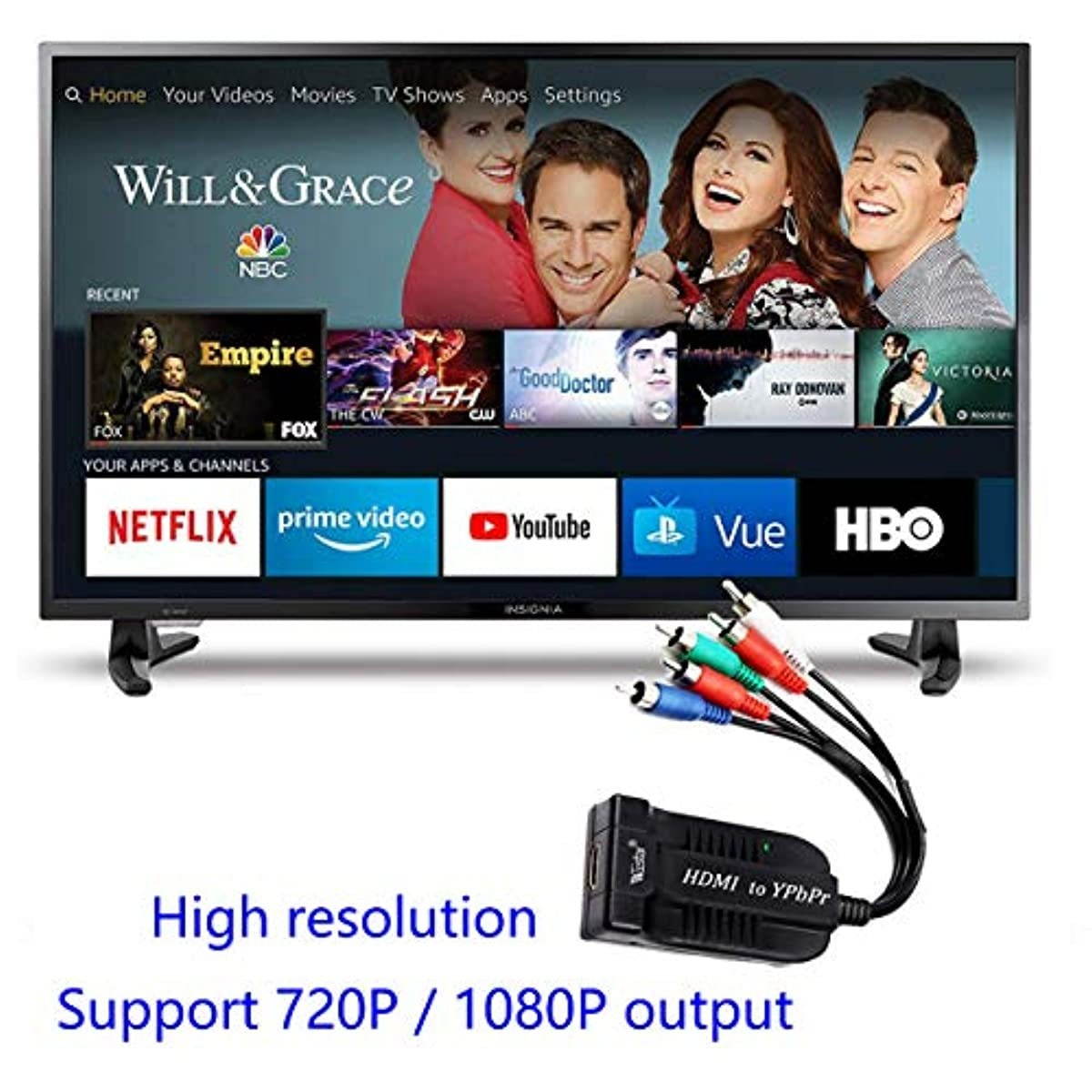 Wiistar HDMI to Ypbpr Converter 1080P HDMI to Component Video Audio Converter 5 RCA Scaler Out Female to Male for STB PS3 PC to Old TV Projector