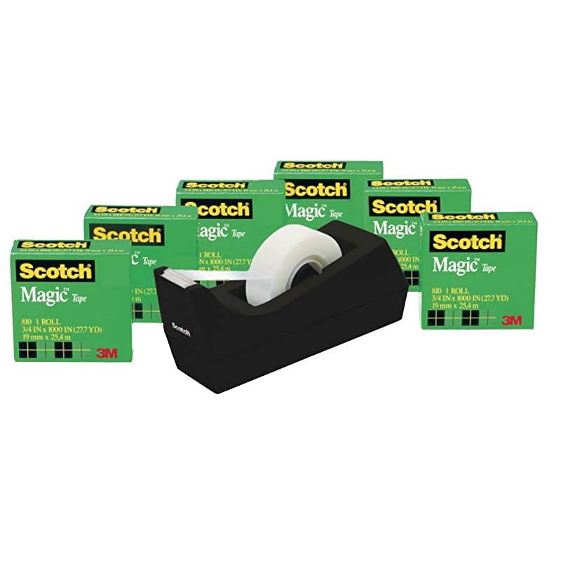 Magic Tape 6 Rolls with Dispenser Numerous Applications Invisible Engineered for Repairing 34 x 1000 Inches Boxed 810K6C38