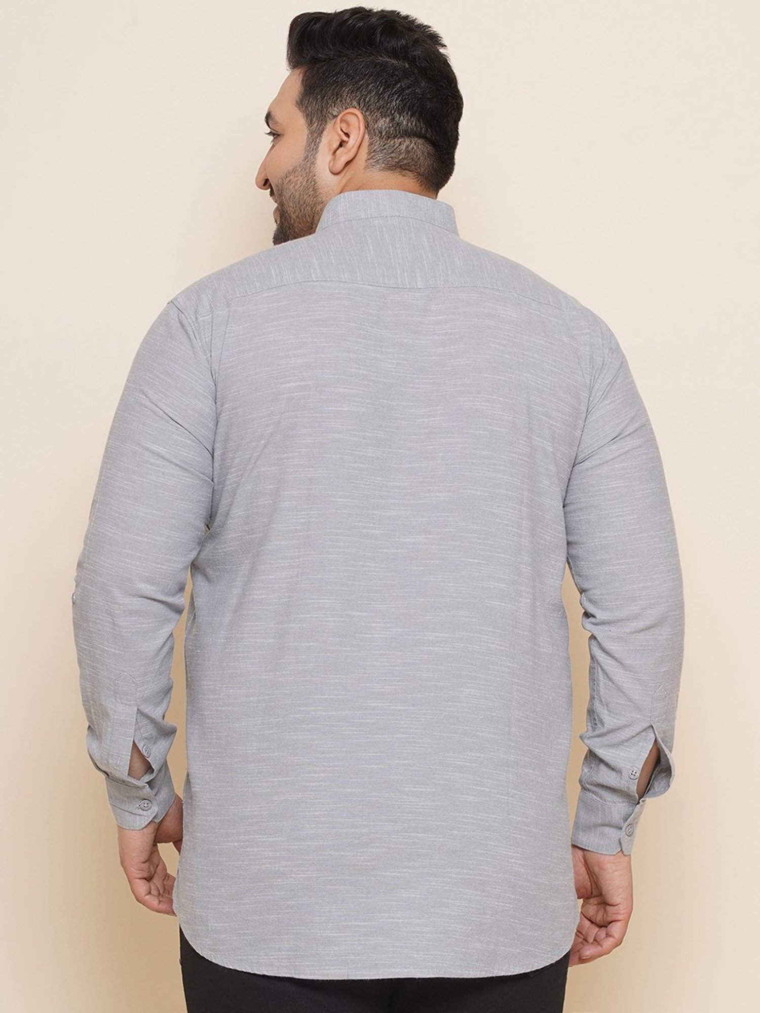 John Pride Grey Regular Fit Plus Size Kurta