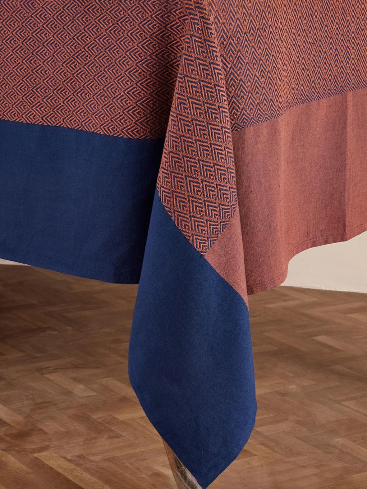 Fabindia Maroon & Blue Cotton 76 TC 190 GSM Kiara Table Cover - Set of 8