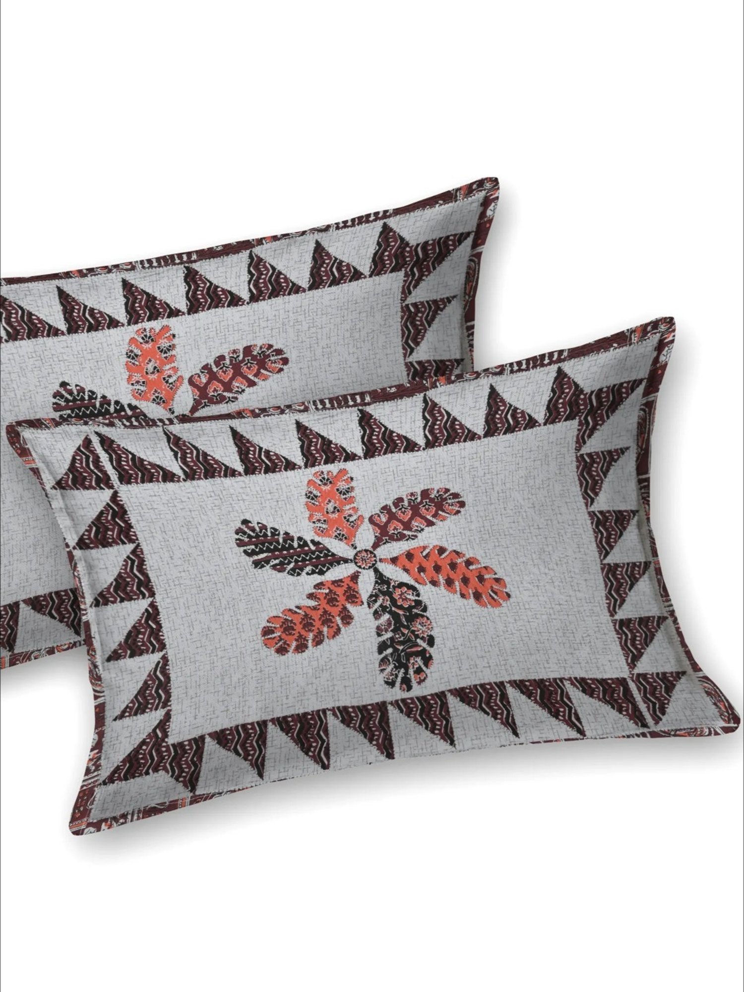 Living Roots Floral Gray 150 TC Cotton Bedsheet with 2 Pillow Covers