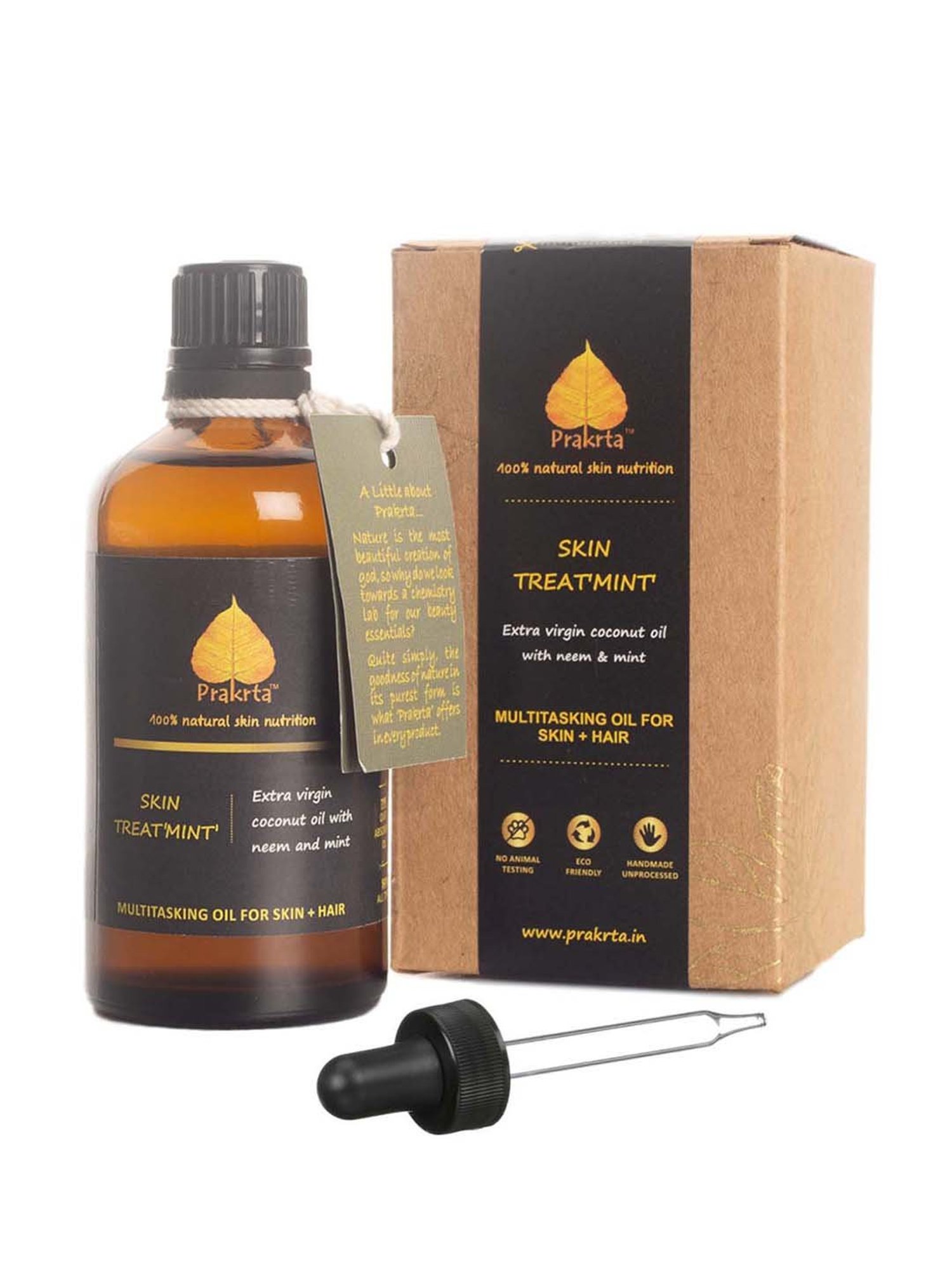 Prakrta Skin Treat 'Mint' Body and Hair Oil Virgin Coconut Oil with Neem and Mint - 100 ml