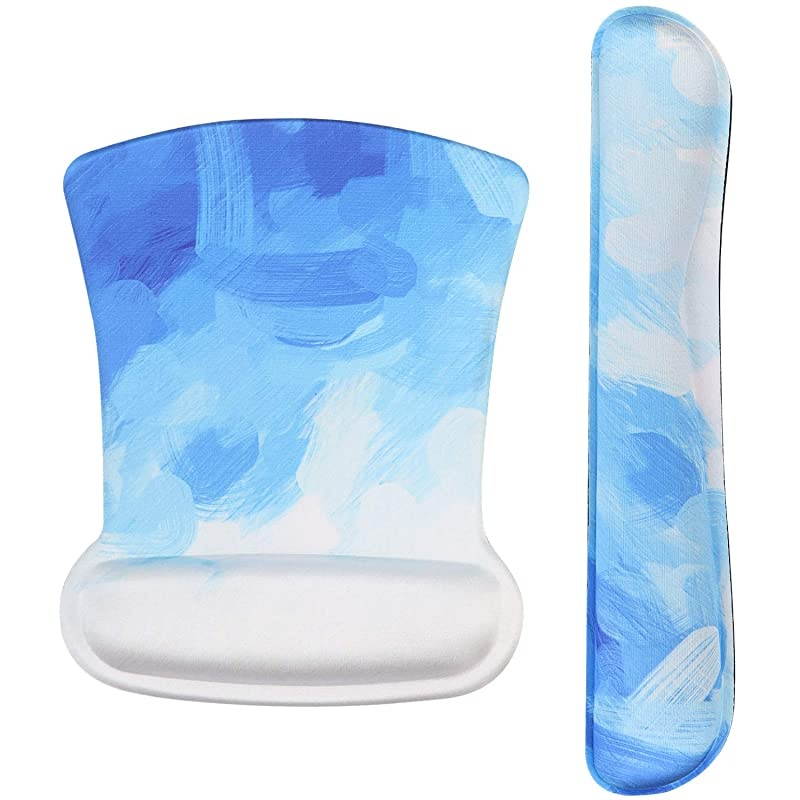 Ergonomic Mouse Pad with Wrist Support Gel and Keyboard Wrist Rest Pad, Mouse Wrist Cushion Support for Office, Computer, Laptop, Mac, Comfortable,and Pain Relief, Black Brain