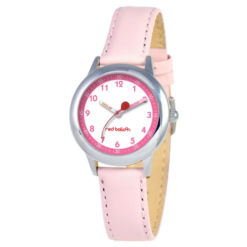 Girls' Red Balloon Stainless Steel Time Teacher Watch - Pink