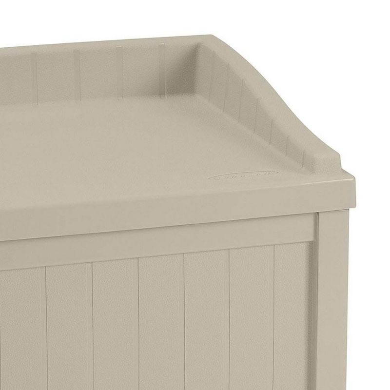 Suncast 22 Gallon Outdoor Storage Resin Patio Deck Box with Seat, Taupe (2 Pack)