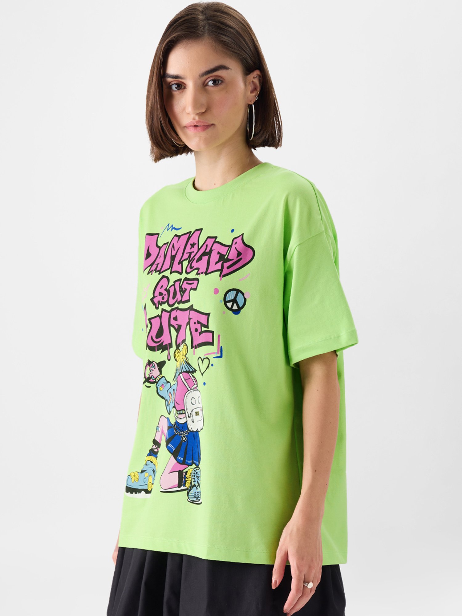 The Souled Store Lime Green Cotton Printed T-Shirt