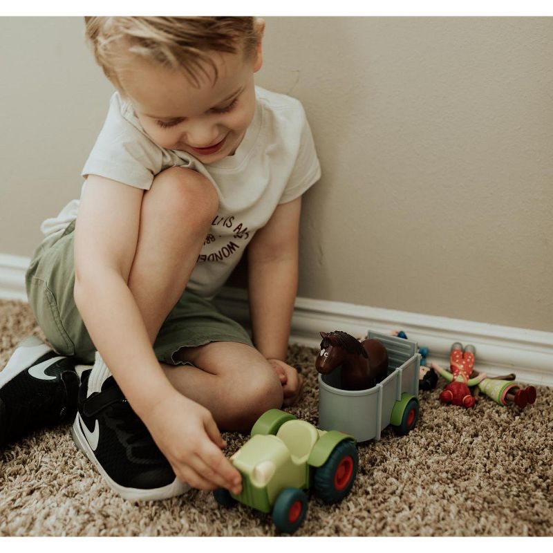 HAPE Wooden Fire Engine Playset with Working Ladder, Fireman and Dog