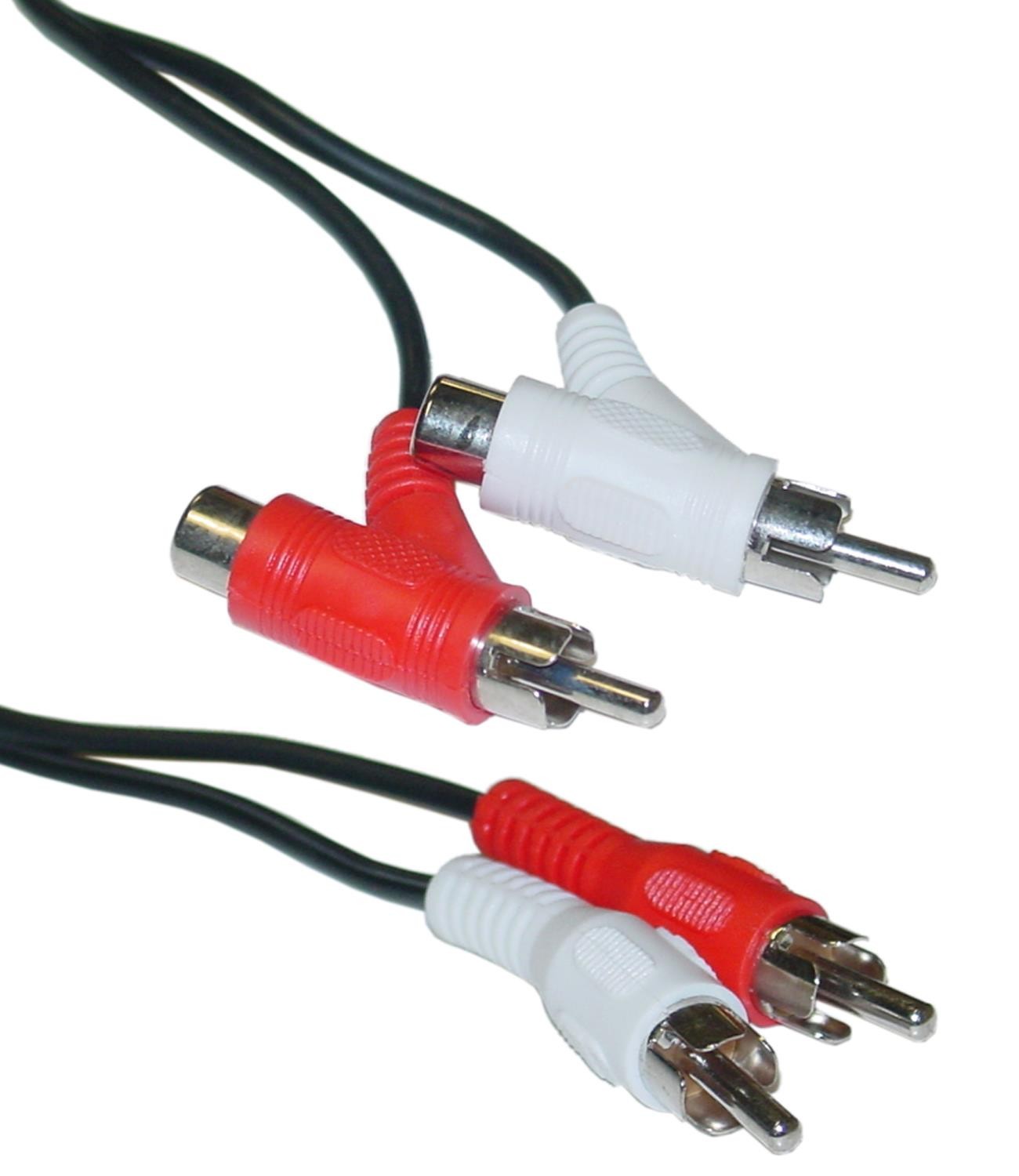 Offex Wholesale RCA audio piggyback cable, 2 male to male + female piggy back, 12 foot