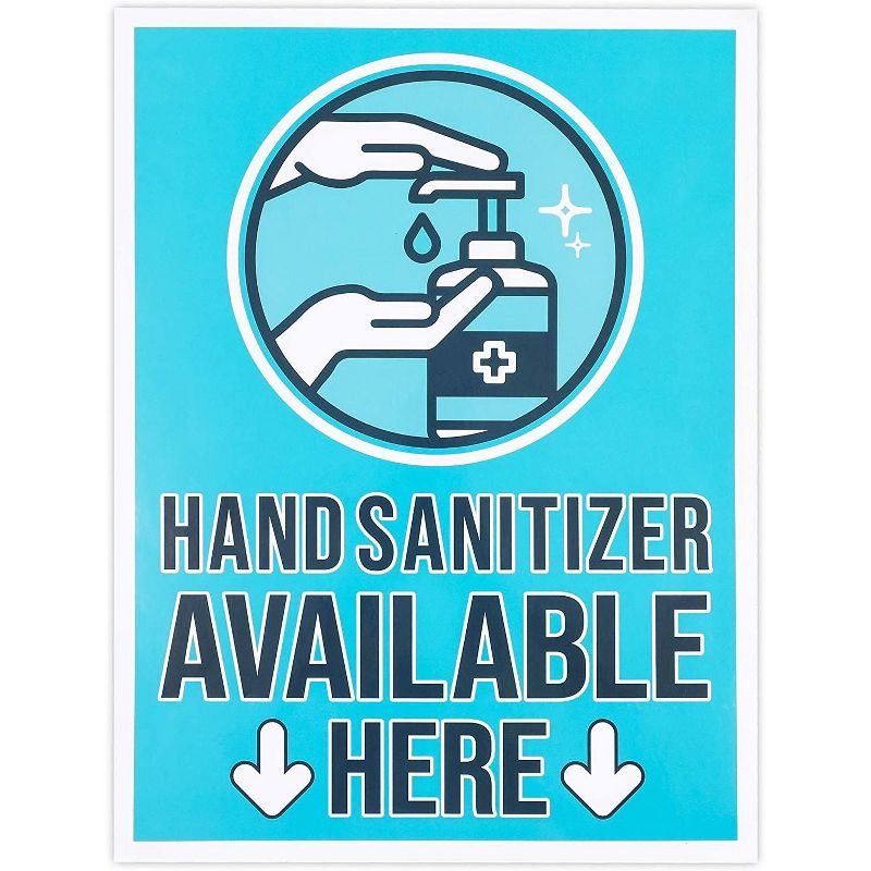 Stockroom Plus 6 Pack Hand Sanitizer Here Adhesive Sign, Store Safety Labels (9 x 12 in)