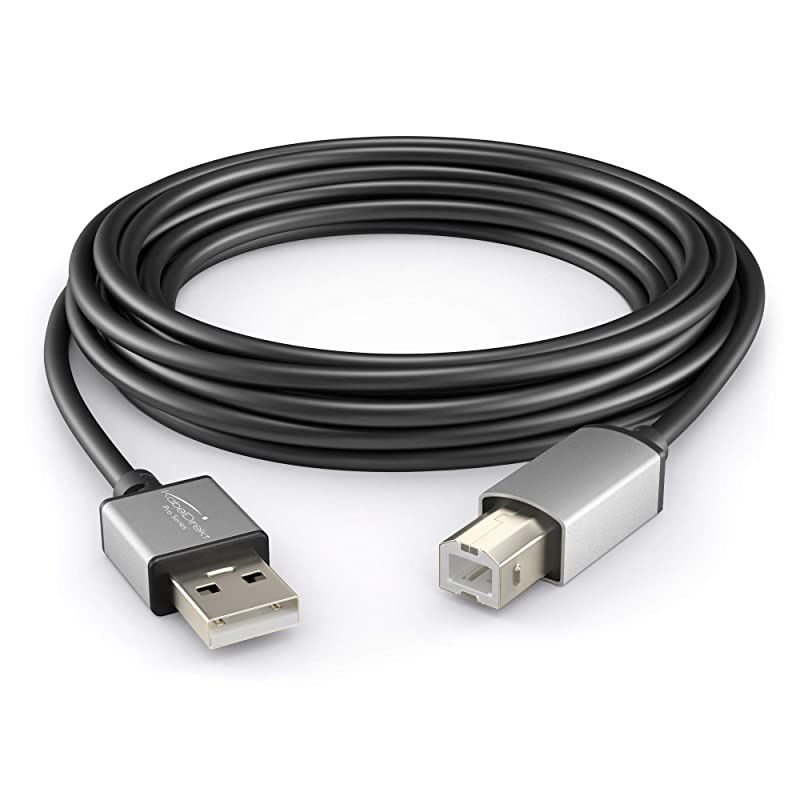 USB B 20 Cable 15 feet USB A to USB B for Printers Scanners and Fax Machines Black Space Gray Pro Series