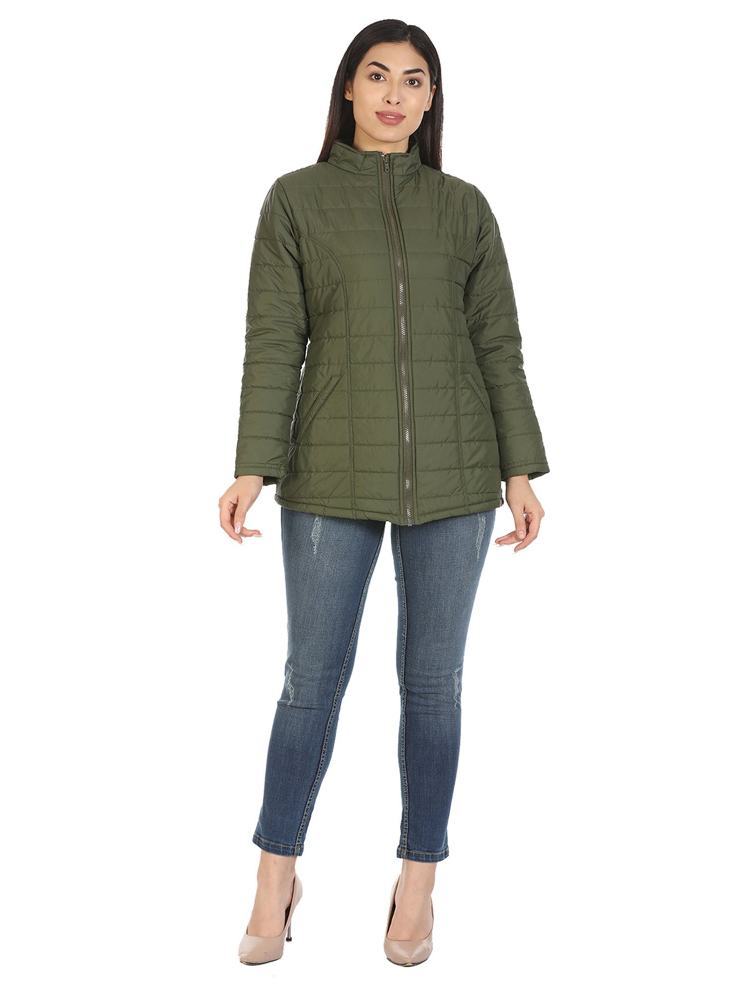 Mustard Olive Puffer Jacket