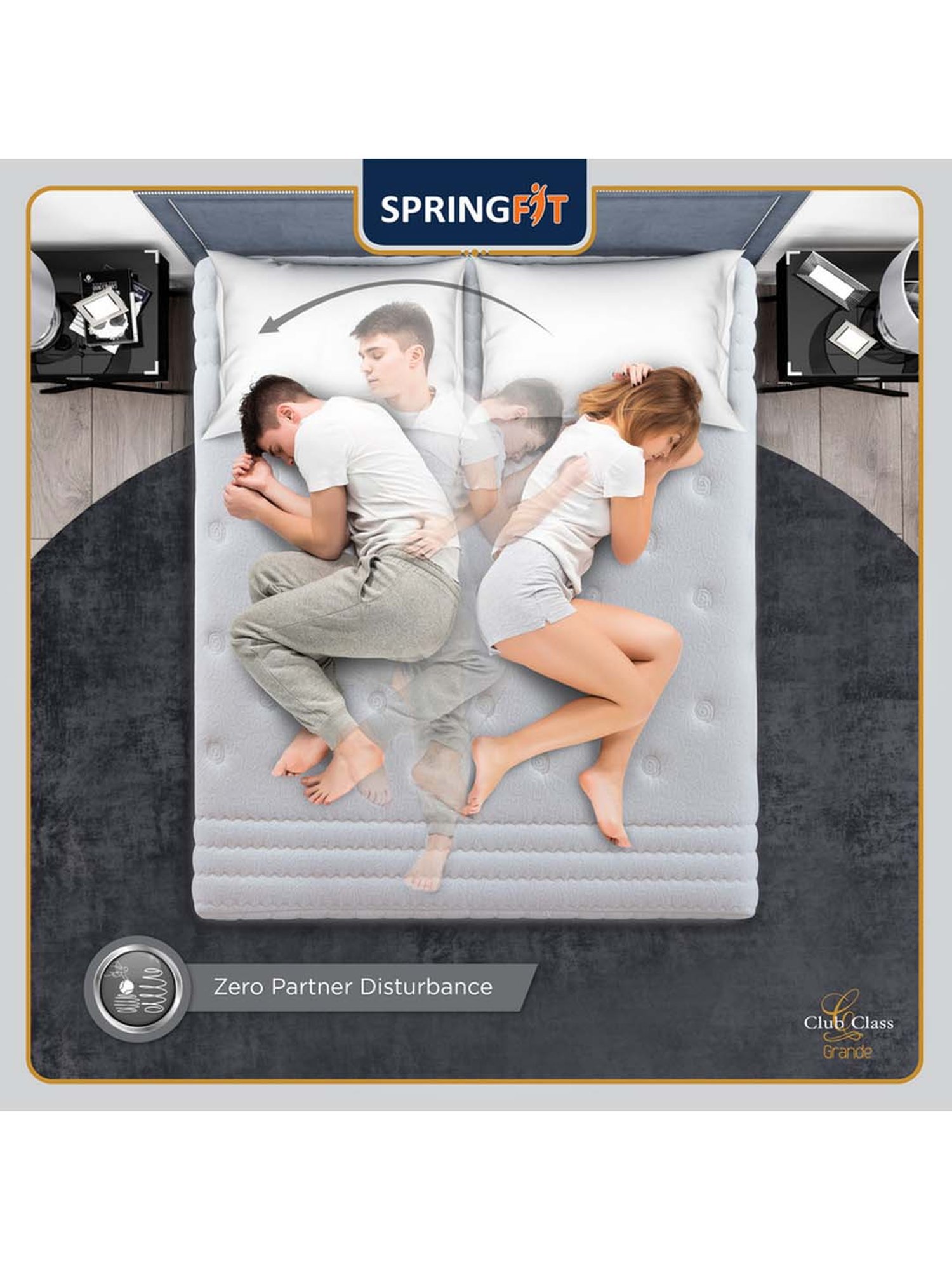 Springfit Club Class Grande Memory Foam Pocket Spring Bed Mattress 6 inches-Single Size(75x36x6)