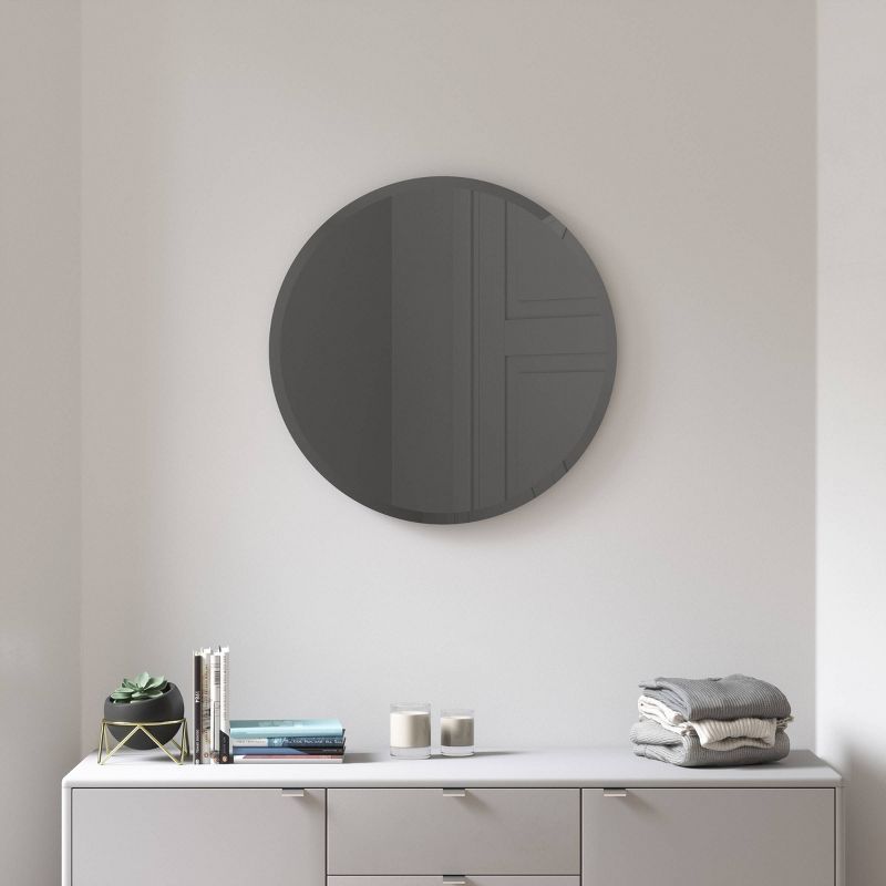 24" Hub Bevy Beveled Round Wall Mirror Smoke - Umbra