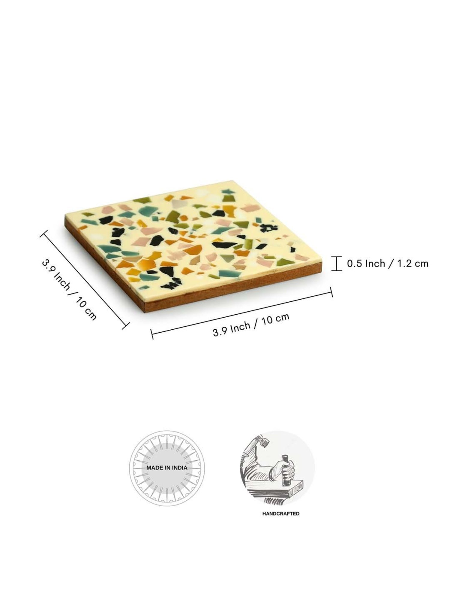 Crayton Hexagon Beige Geometric MDF Coaster - Set of 4