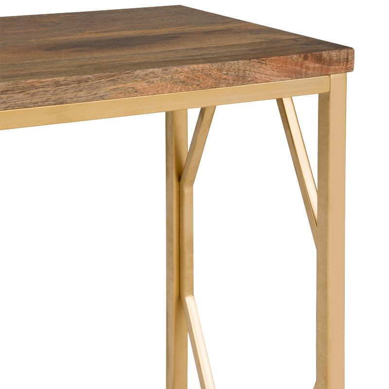 13" Ebsen Metal and Wood Accent Table Natural/Gold - WyndenHall