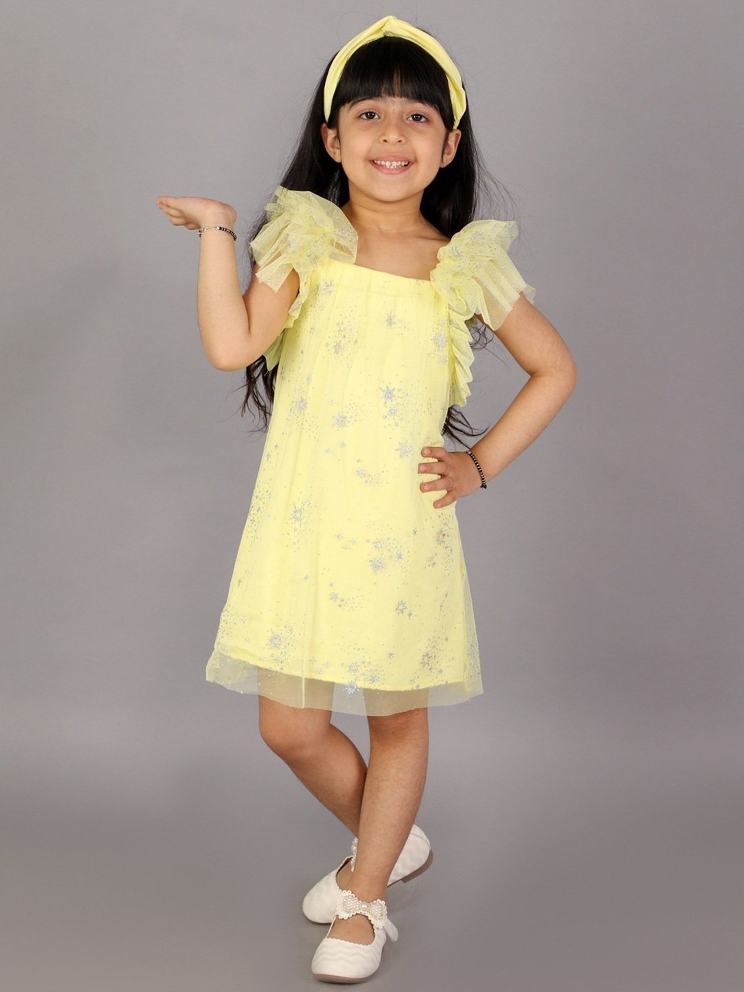 Peppermint Kids Black & White Printed Full Sleeves Dress