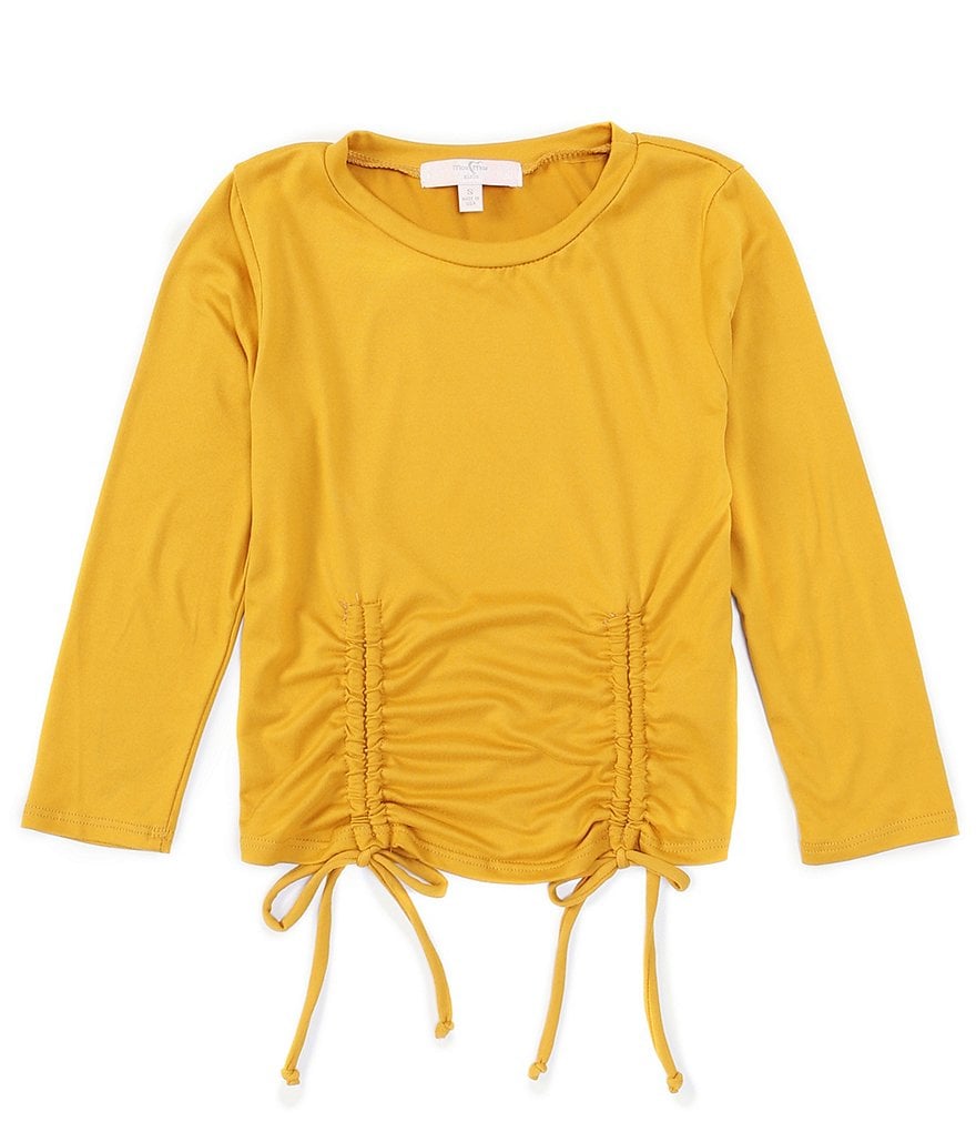Moa Moa Big Girls 7-16 Long-Sleeve Ruched-Side Knit Top