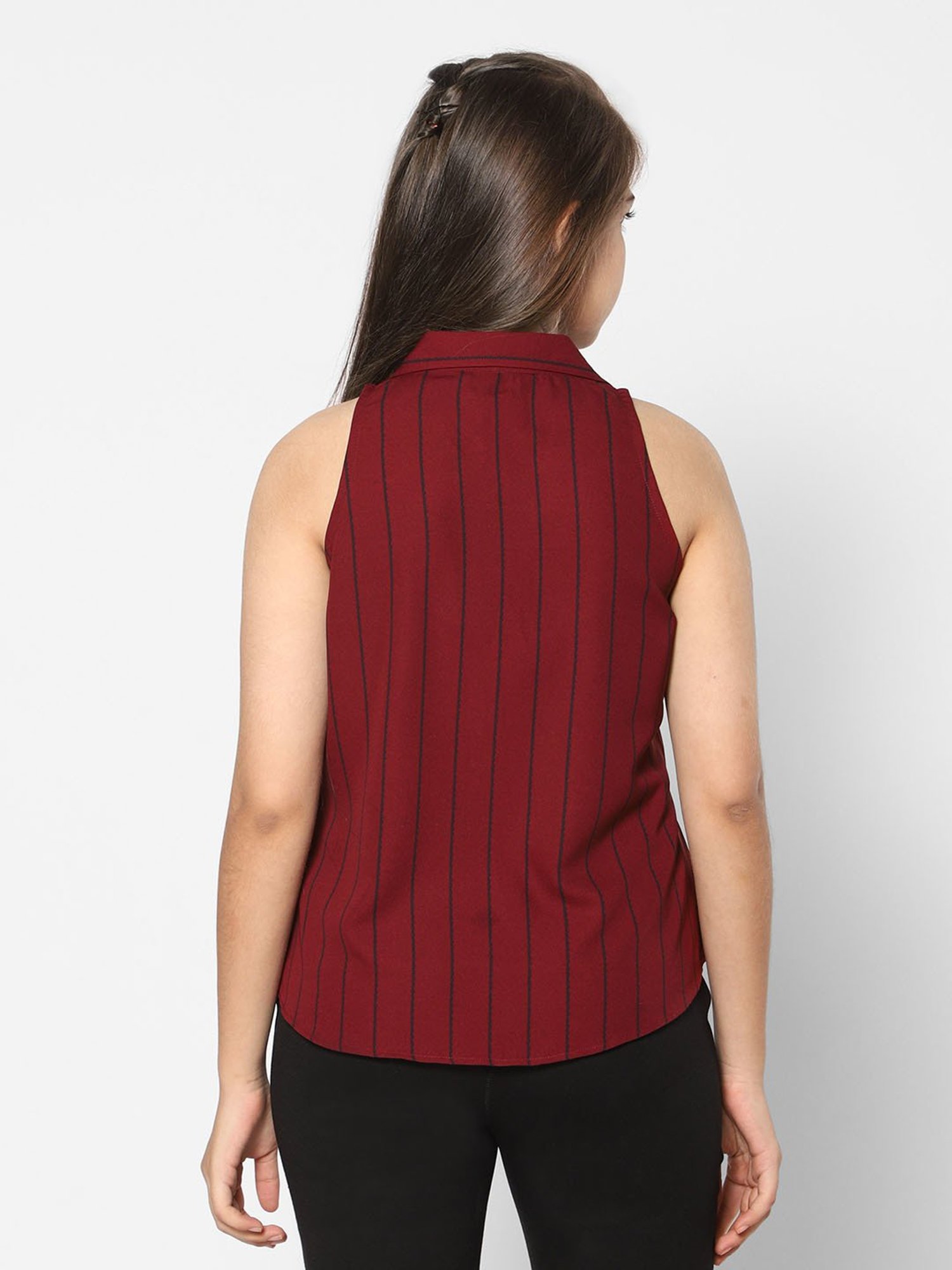 TeenTrums Girls Maroon Striped Top