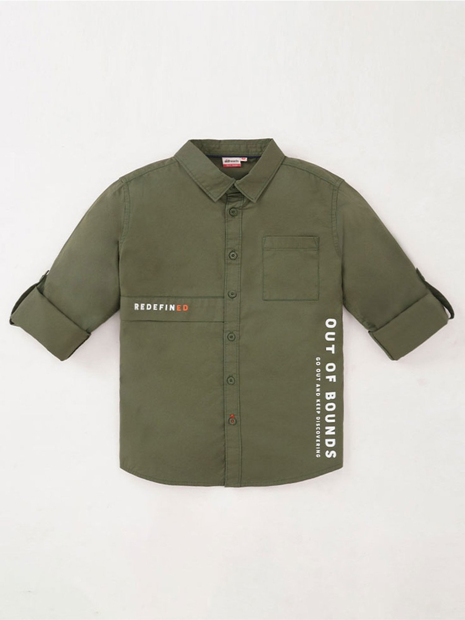 Edheads Kids Green Cotton Printed Full Sleeves Shirt