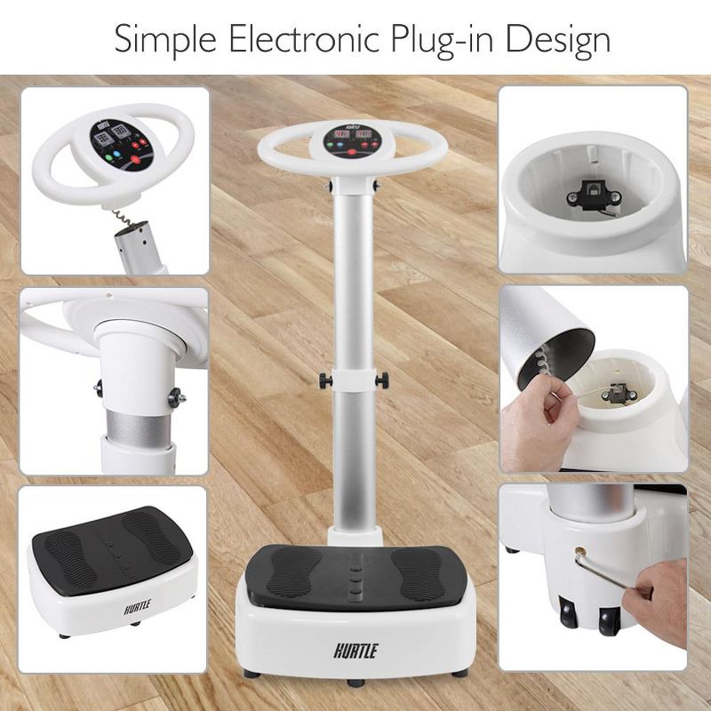 Hurtle HURVBTR63 Standing Oscillating Vibration Platform Full Body Exercise Machine Home Workout Trainer w/ Adjustable Settings, White (2 Pack)