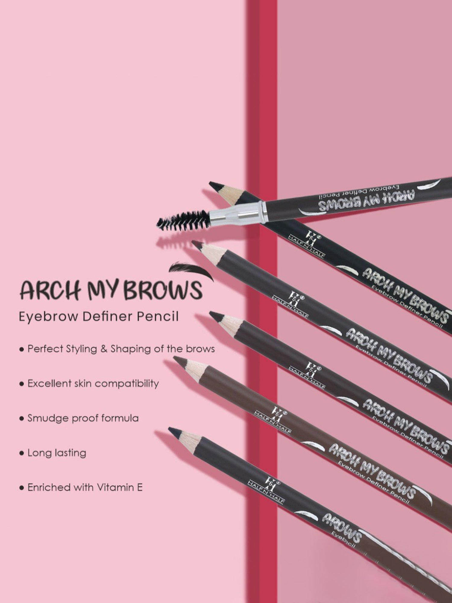Half N Half Arch My Brows Eyebrow Definer Pencil 01 Ebony - 1 gm