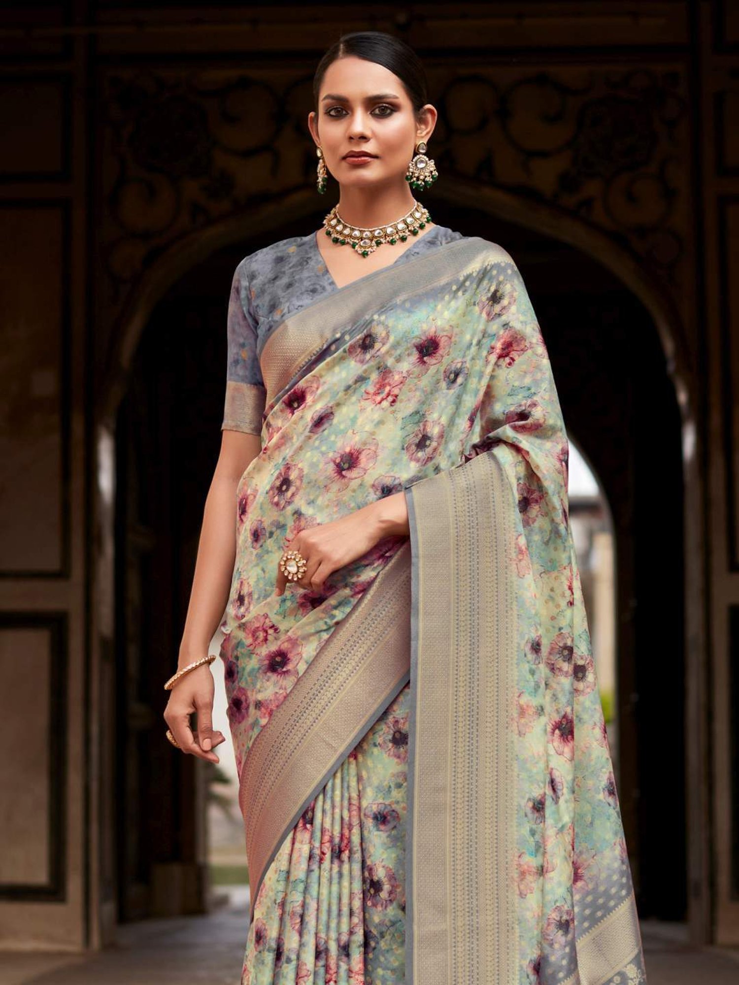 Saree Mall Blue Woven Saree With Unstitched Blouse