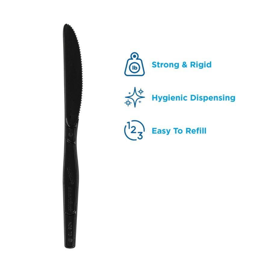Dixie SSK51 Black, 24 Packs of 40, 960/Carton SmartStock Plastic Cutlery Refill Knives