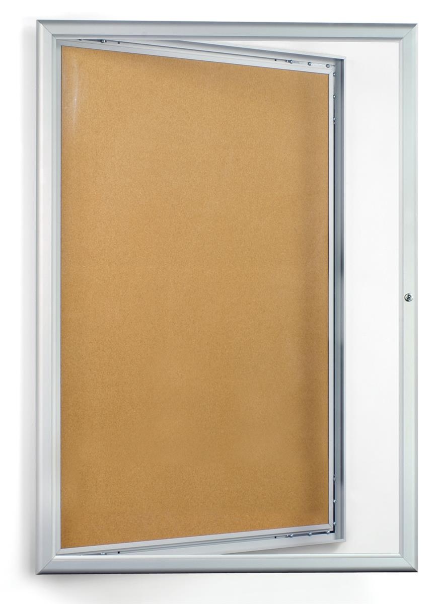 24 x 36 Enclosed Bulletin Board with Silver Aluminum Frame, Locking Swing-Open Door (CKSBTW2436)