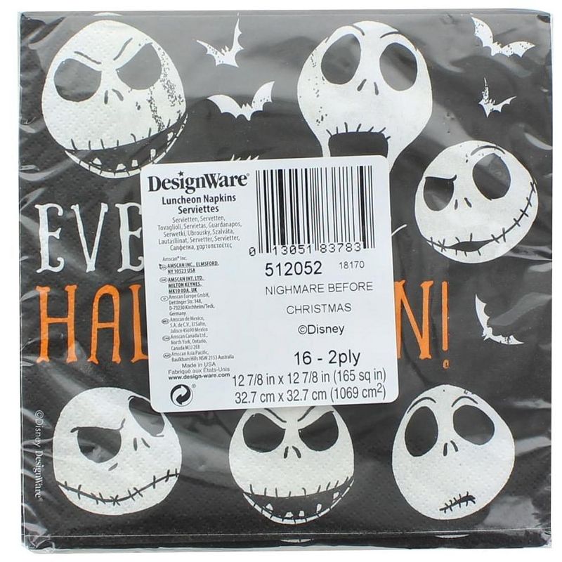Amscan Nightmare Before Christmas 6.5" Party Lunch Napkins - 16 Count