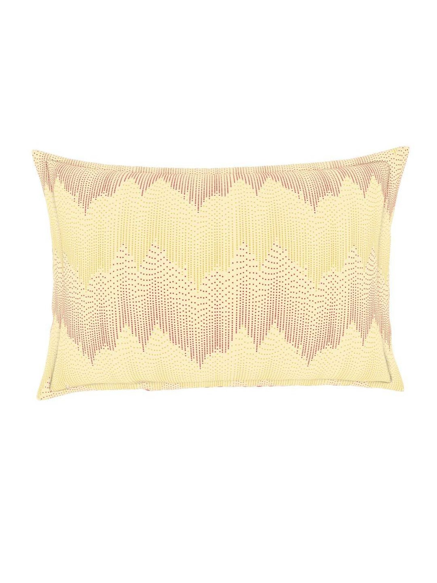 Welspun Printed Light Yellow Cotton Double Fitted Bed Sheet with 2 Pillow Covers