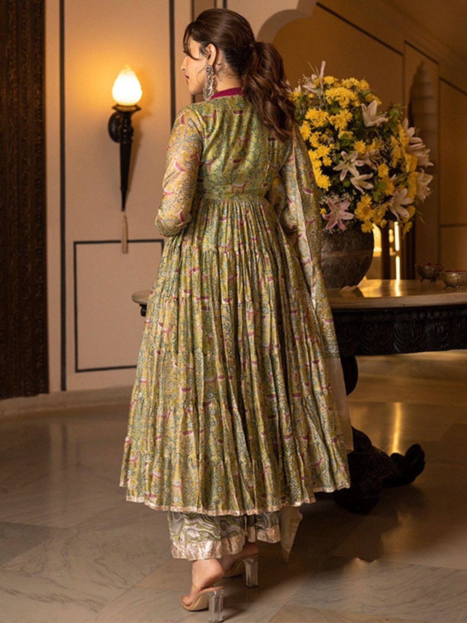 AACHHO Green Samyukta Chanderi Gotapatti Sharara Set