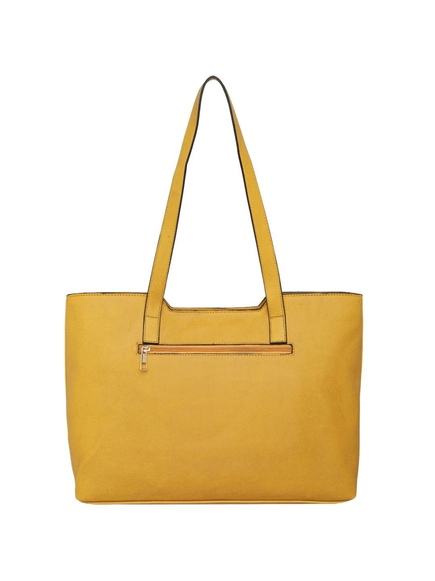 Lavie Yellow Solid Medium Handbag