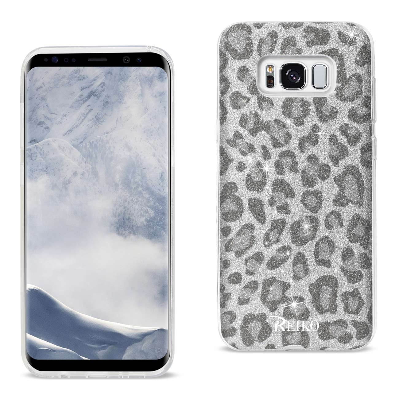REIKO SAMSUNG GALAXY S8 EDGE/ S8 PLUS SHINE GLITTER SHIMMER LEOPARD HYBRID CASE IN SILVER