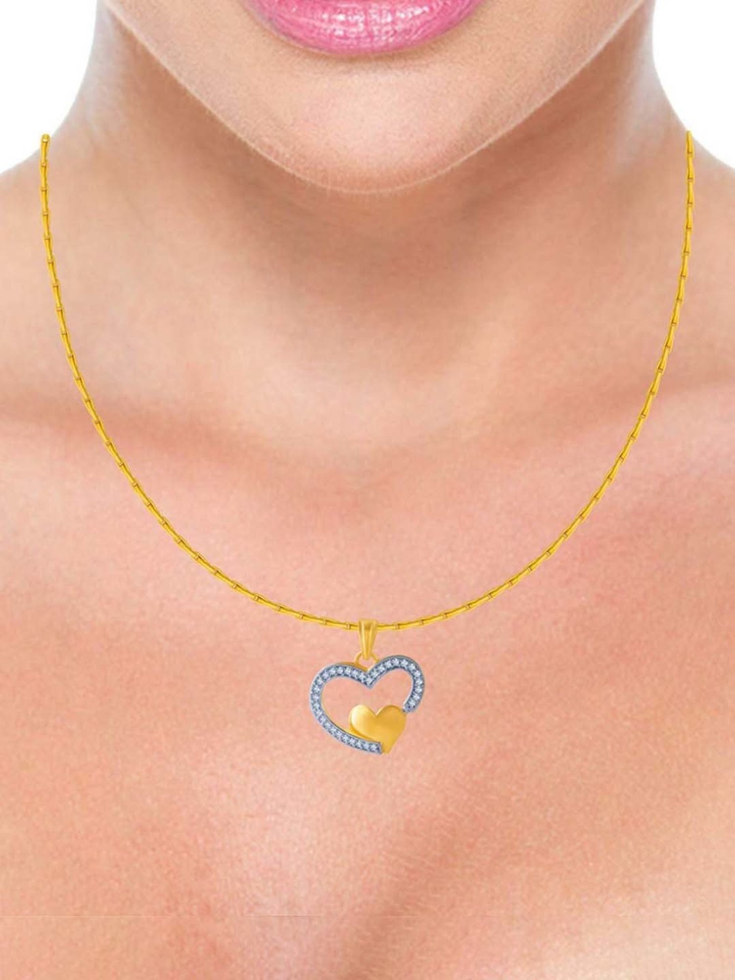 P.C. Chandra Jewellers 14k Yellow Gold American Diamond Pendant