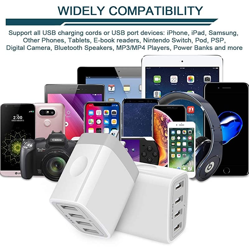USB Charger Adapter 2Pack  48A 4Muti Port Phone Wall Plug Charger Charging Block Box Compatible iPhone 11 XRXSXSMAXX87 Pad Samsung Galaxy S7S6S5 Edge LG HTC Kindle