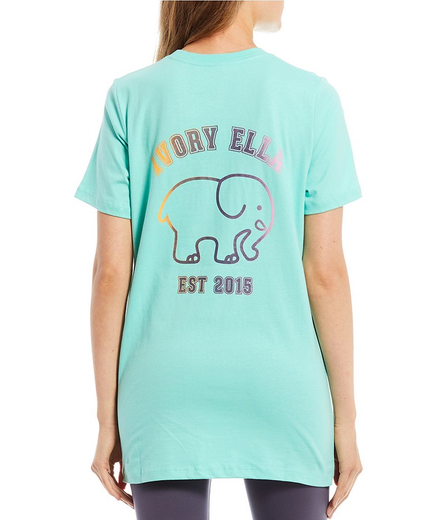 Ivory Ella Short-Sleeve Ombre Organic Cotton Logo Graphic Tee