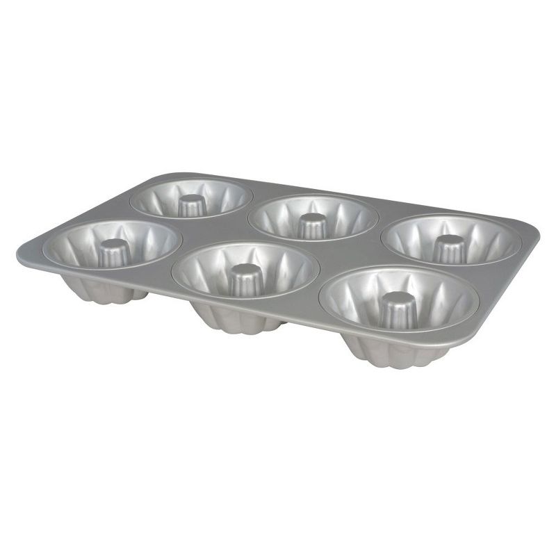 Fat Daddio's MFN FMC Anodized Aluminum Baking Pan Mold for 6 Mini Fluted Cakes