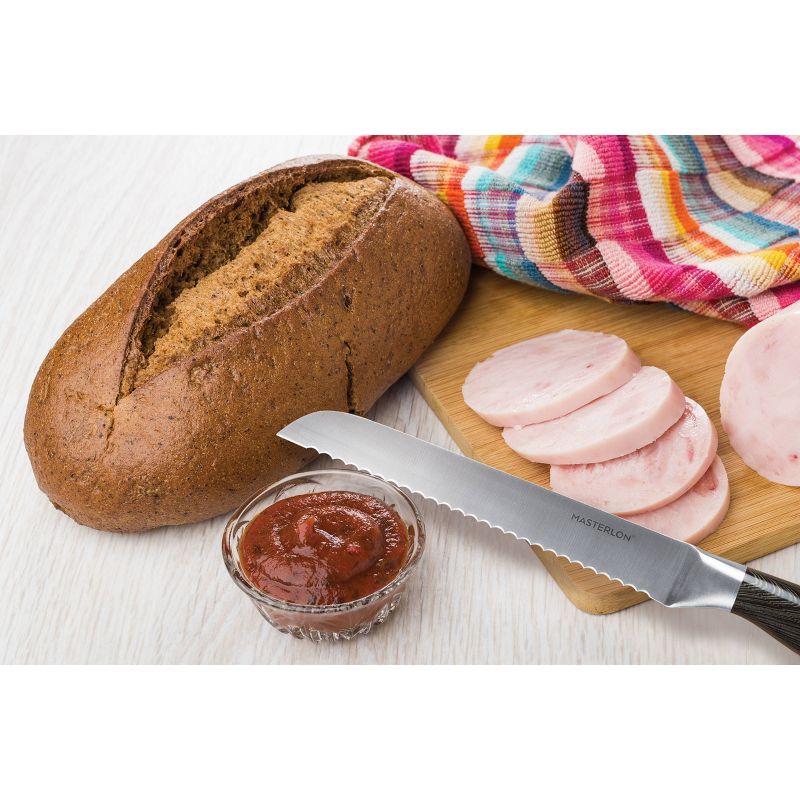 MasterPan 3pc Knife Set with Bamboo Cutting Board Black