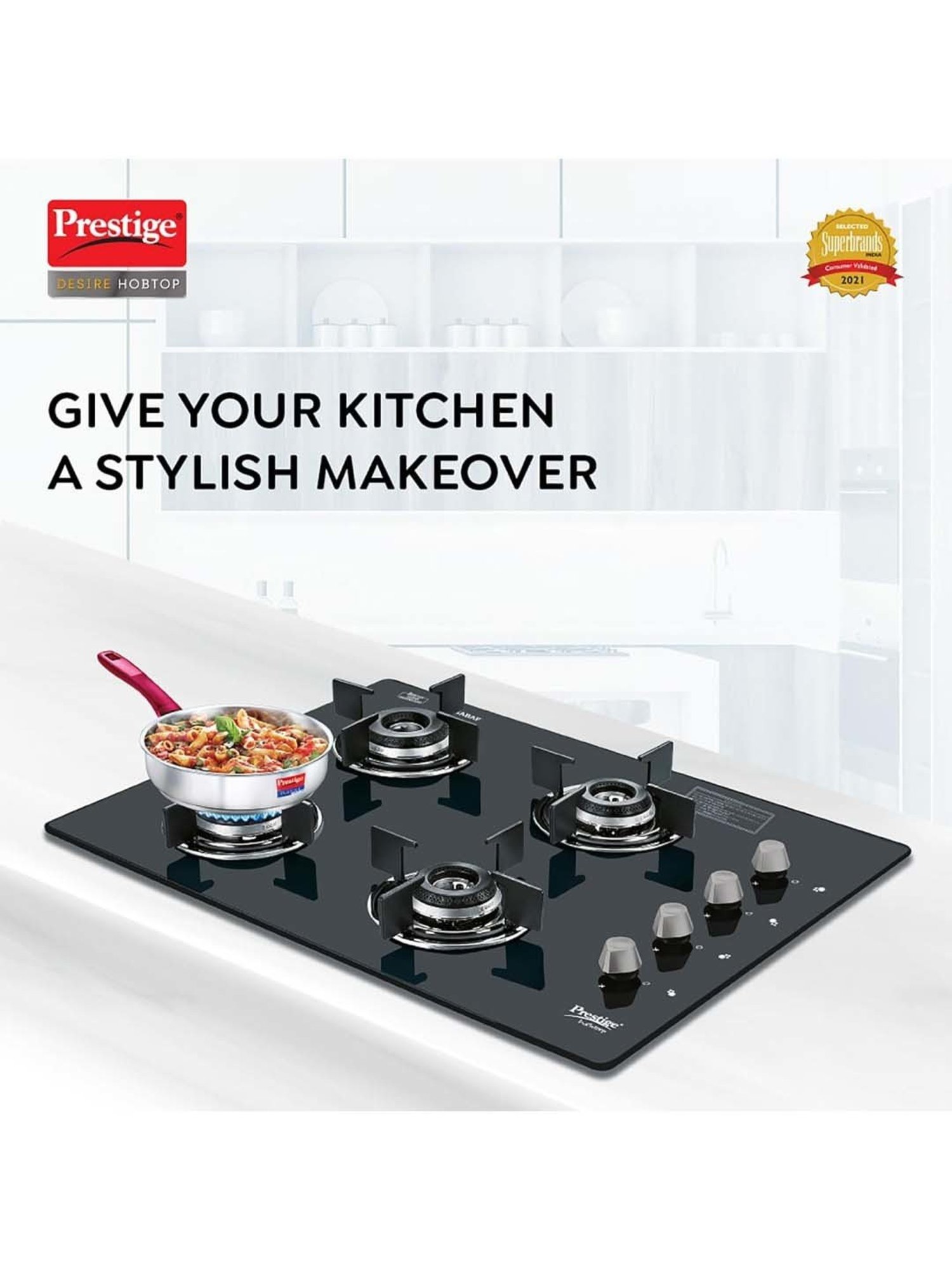 Prestige Black Glass Desire Hobtop Phtd 04 Ai L P Gas Stove With 3 Burners