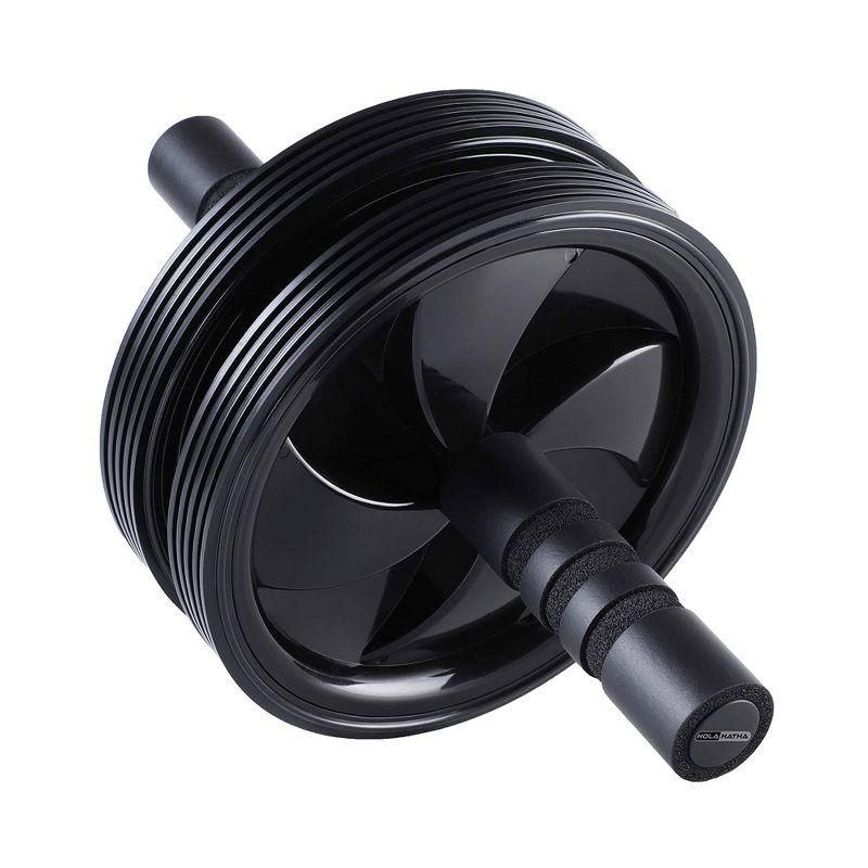 HolaHatha Exercise Fitness Abdominal Core Building Workout Double Non Slip Ab Roller Wheel Equipment w/ Foam Grips for Home Gym, Ab Strength & Toning