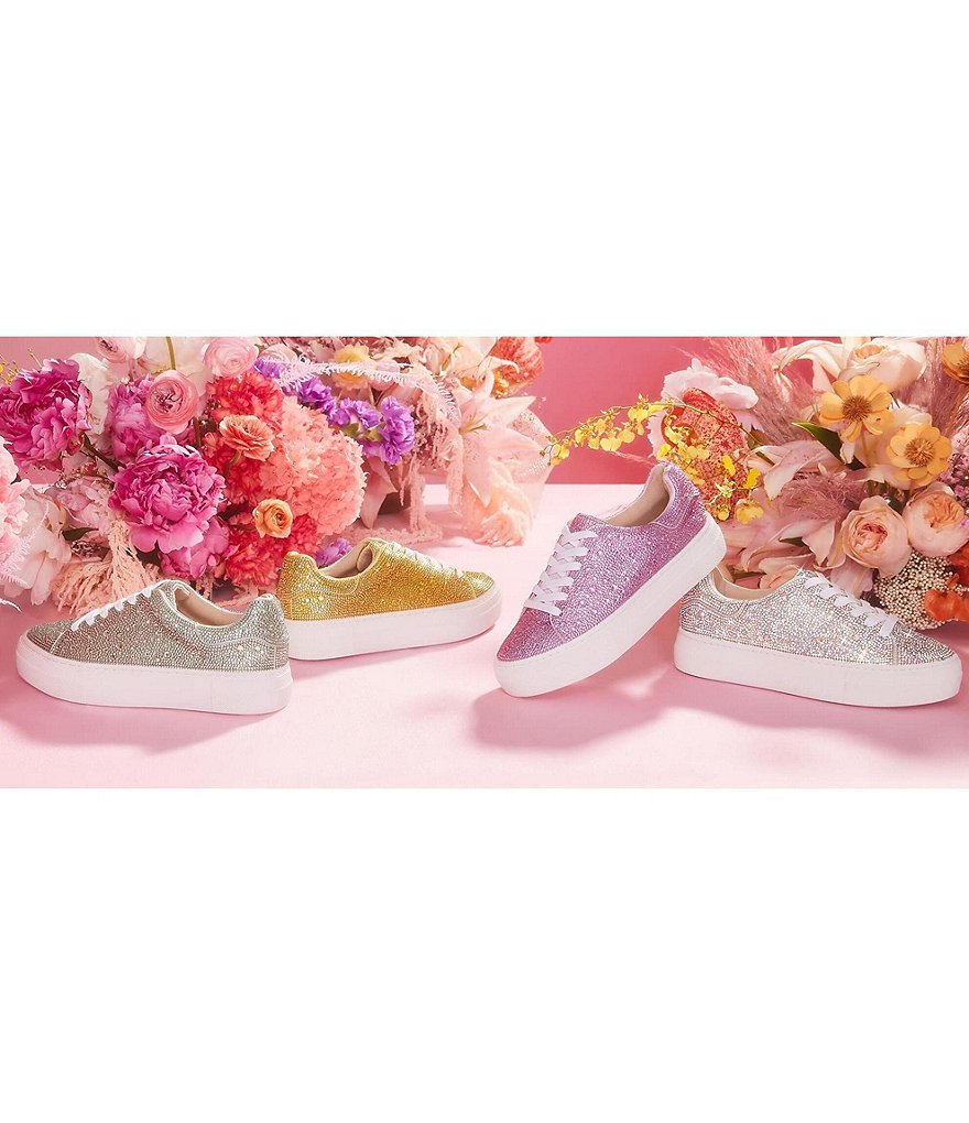 Blue by Betsey Johnson Sidny Rhinestone Embellished Platform Lace-Up Sneakers