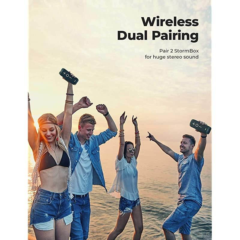 StormBox Bluetooth Speaker 24W Portable Speaker 360&deg; Full Surround Sound Enhanced Bass Wireless Dual Pairing IPX7 Waterproof 20Hour Playtime 66ft Bluetooth Range Outdoor Speaker
