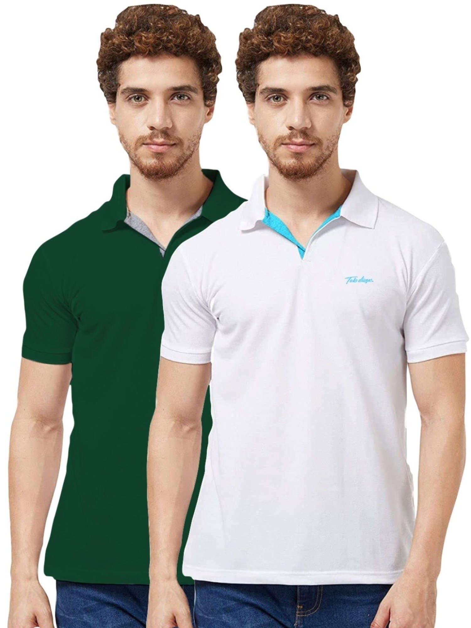 Tab91 Olive & White Regular Fit Printed Polo T-Shirts