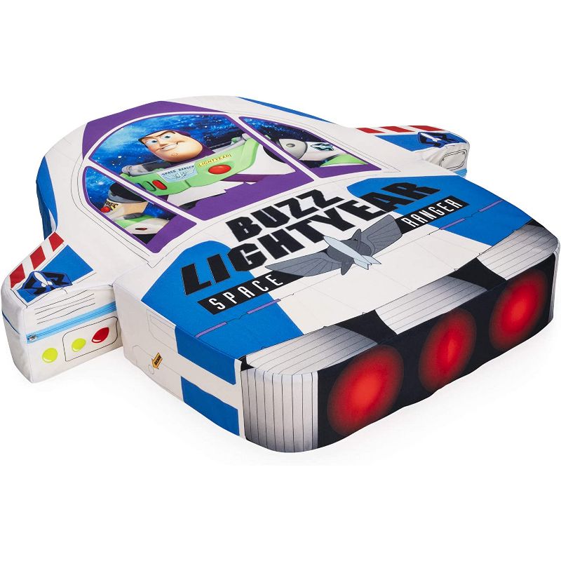 Marshmallow Furniture Children's 5-in-1 Toy Story Buzz Lightyear Transforming Lounging Cushion Plush Chair